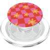 PopSockets Phone Grip – Wavy Floral Pink Checker PopSockets PopGrip for MagSafe(Magnetic PopGrip)