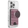 PopSockets Phone Wallet with Expanding Grip, Phone Card Holder, Wireless Charging Compatible, Wallet Compatible with MagSafe – Black Cherry Gingham