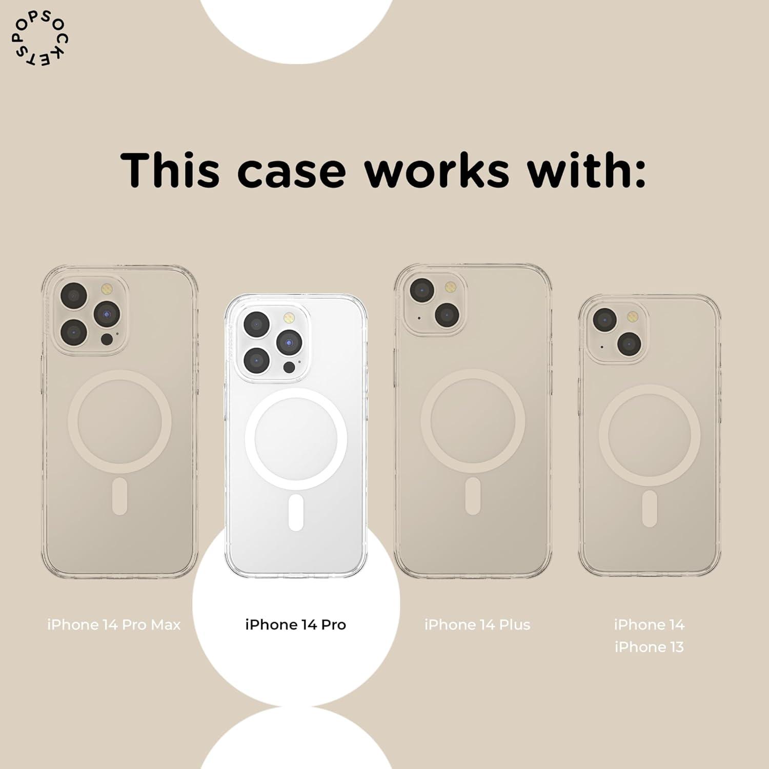 image:imagePopSockets iPhone 14 Pro Case with MagSafe Phone Case for iPhone 14 Pro Grip Sold Separately Wireless Charging Compatible Hot Off The Press Black