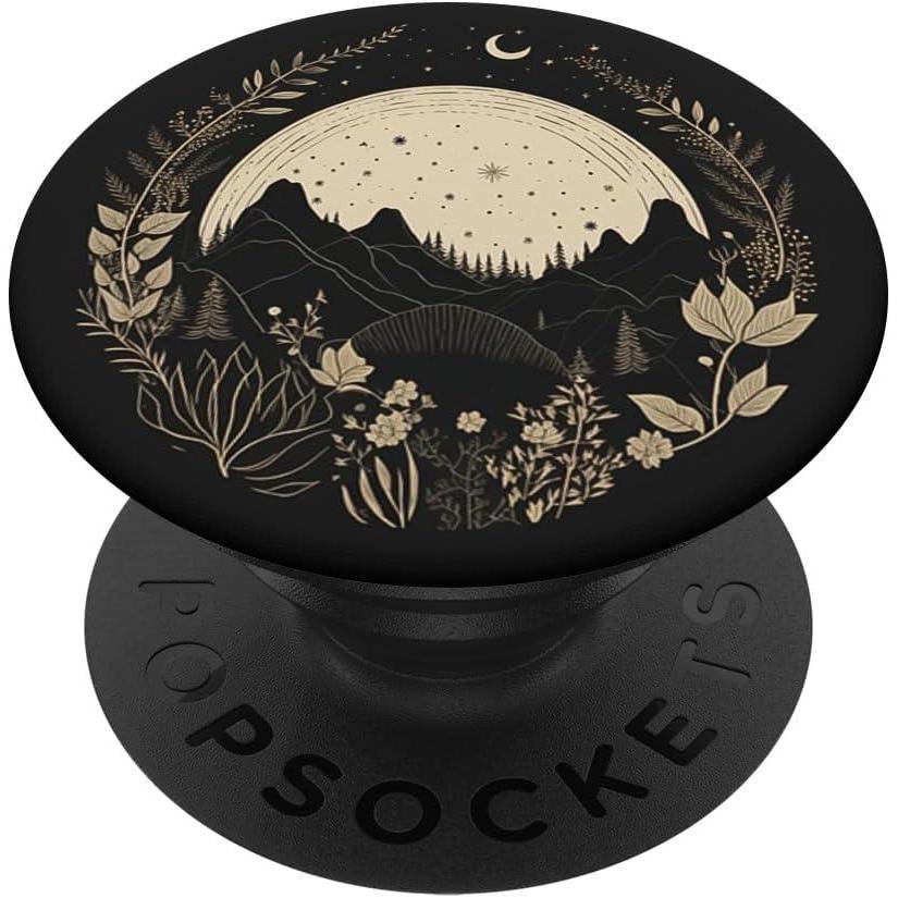 image:imageBoho Chic Floral Forest Nature Mountain Moon Hiking Camping PopSockets PopGrip for MagSafeAdhesive PopGrip