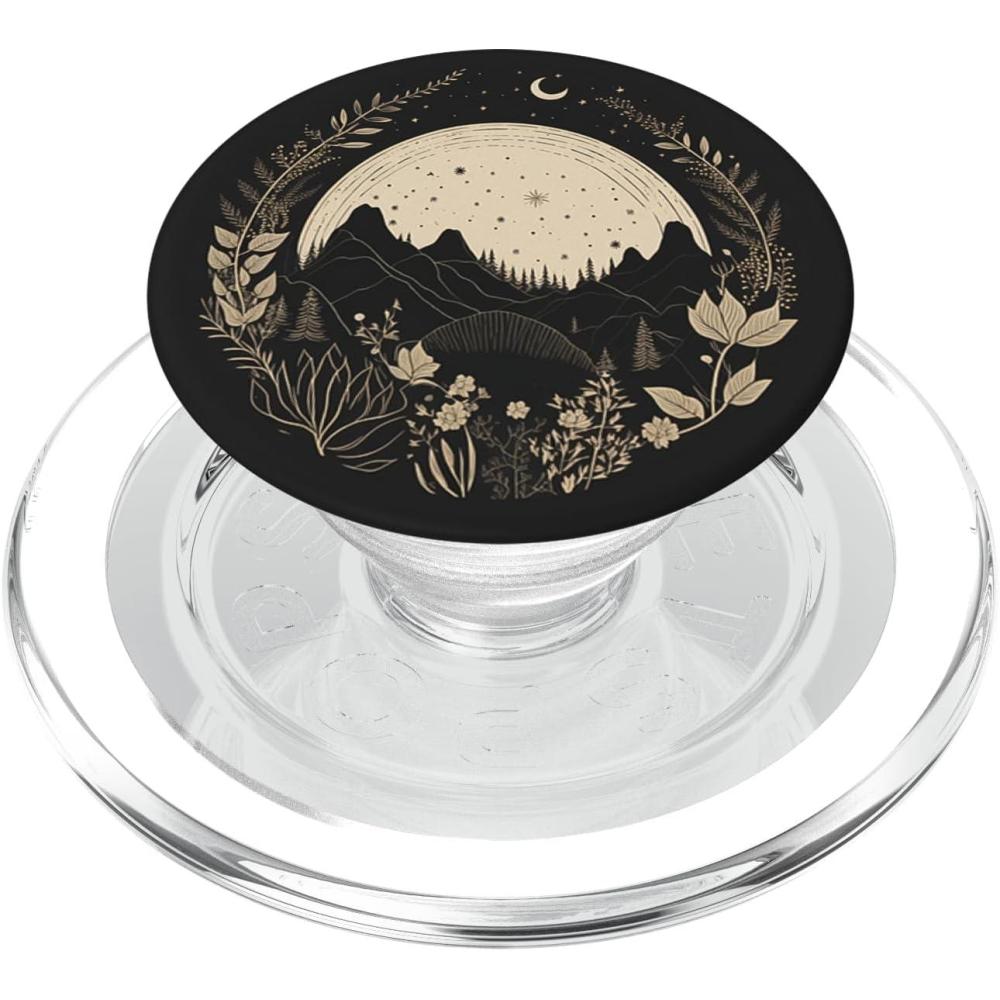 image:imageBoho Chic Floral Forest Nature Mountain Moon Hiking Camping PopSockets PopGrip for MagSafeMagnetic PopGrip