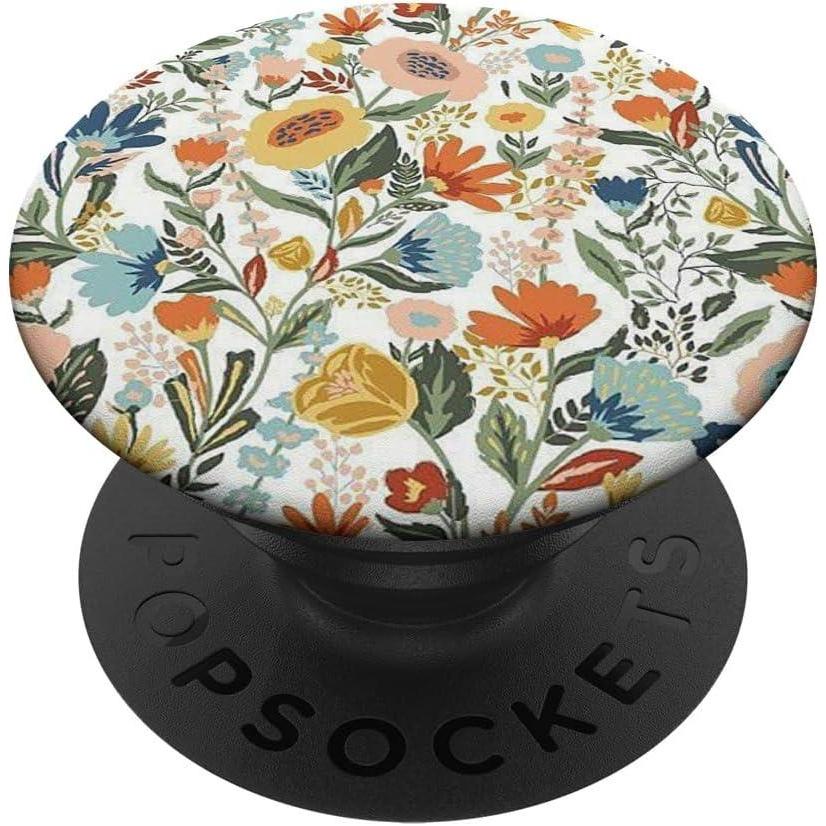 image:imageCute Floral Teal Hibiscus Pattern On White Pop Mount Socket PopSockets PopGrip for MagSafeAdhesive PopGrip
