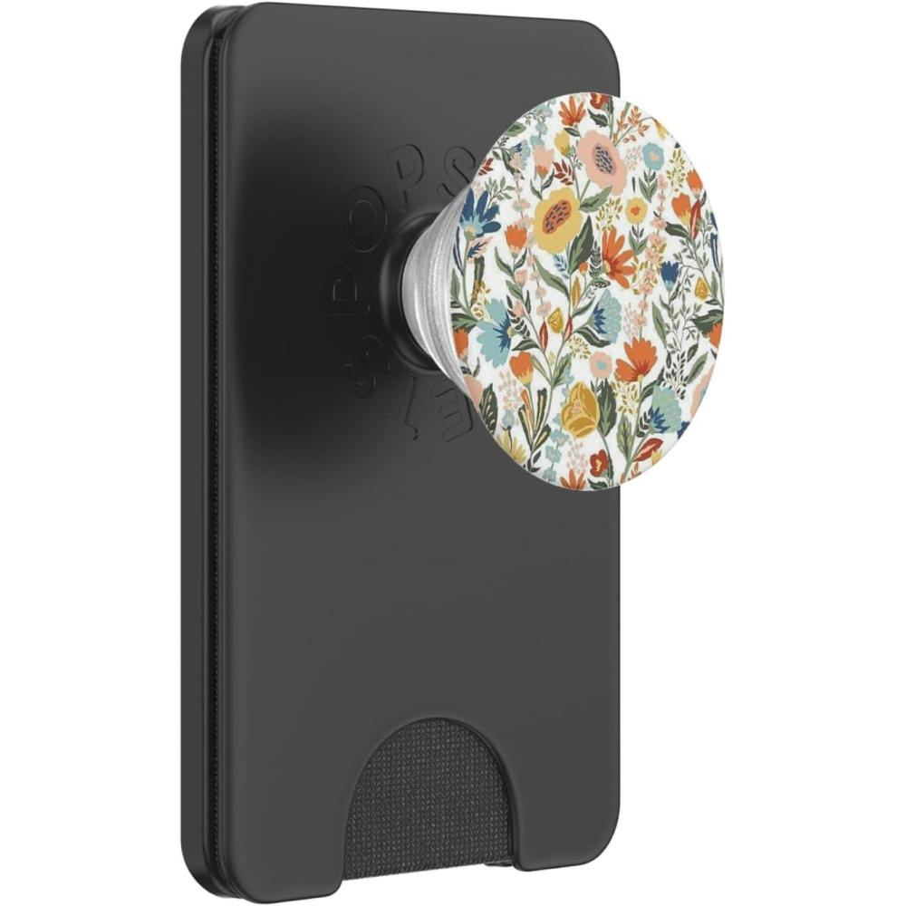 image:imageCute Floral Teal Hibiscus Pattern On White Pop Mount Socket PopSockets PopGrip for MagSafeMagnetic PopWallet