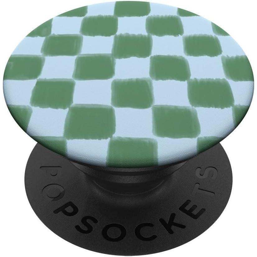 image:imagePopSockets Phone Grip Blue Green Checker PopSockets PopGrip for MagSafeAdhesive PopGrip