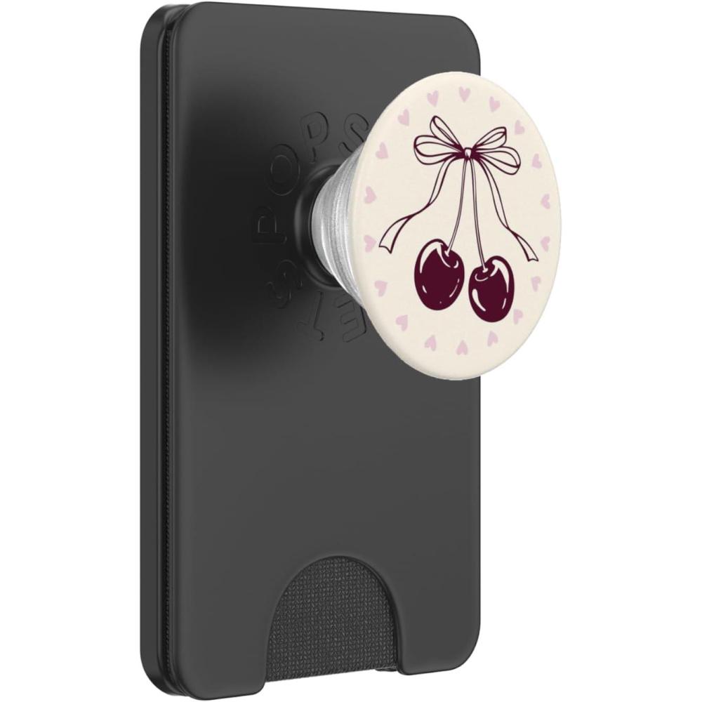 image:imagePopSockets Phone Grip Heart amp Bow Black Cherry PopSockets PopGrip for MagSafeMagnetic PopWallet