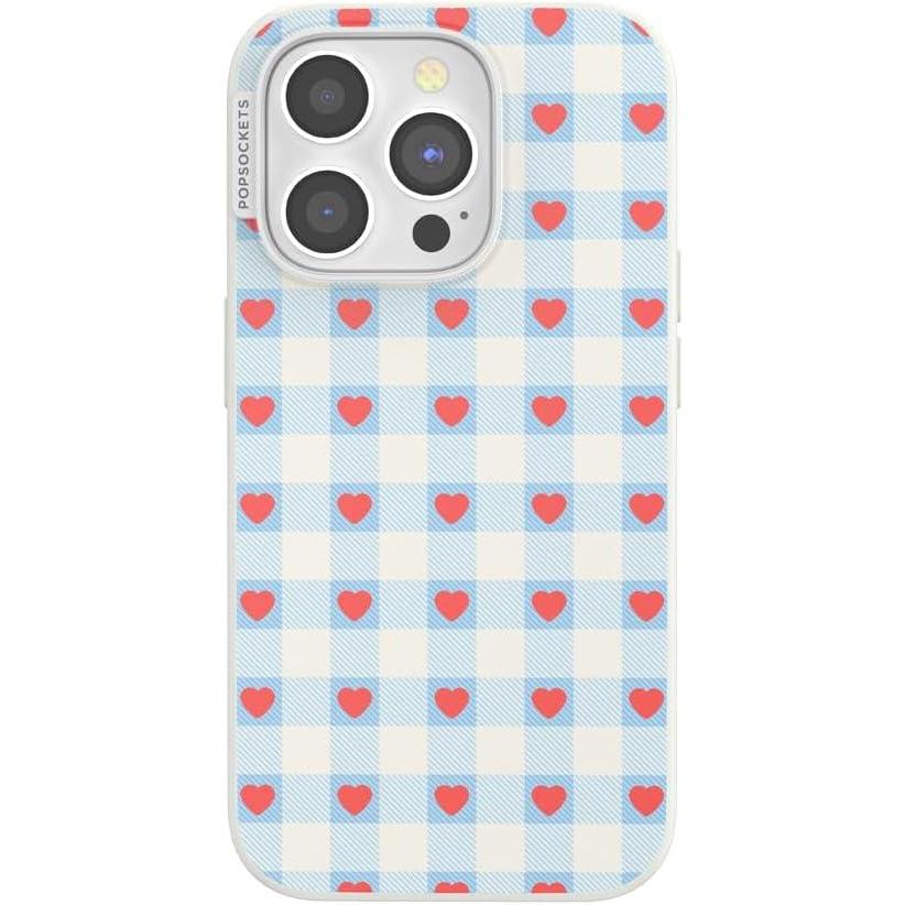 image:imagePopSockets iPhone 15 Pro Case Compatible with MagSafe Phone Case for iPhone 15 Pro Wireless Charging Compatible Case Only Berry Sweet Gingham