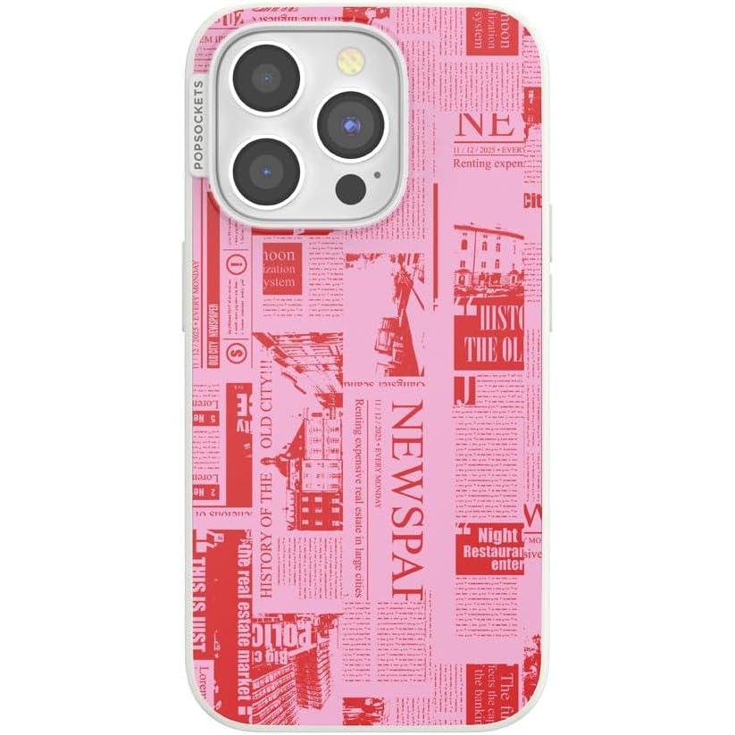 image:imagePopSockets iPhone 15 Pro Case Compatible with MagSafe Phone Case for iPhone 15 Pro Wireless Charging Compatible Case Only  Hot Off The Press Pink