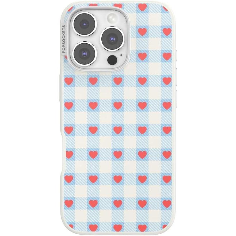 image:imagePopSockets iPhone 16 Pro Case Compatible with MagSafe Phone Case for iPhone 16 Pro Wireless Charging Compatible Case Only Berry Sweet Gingham