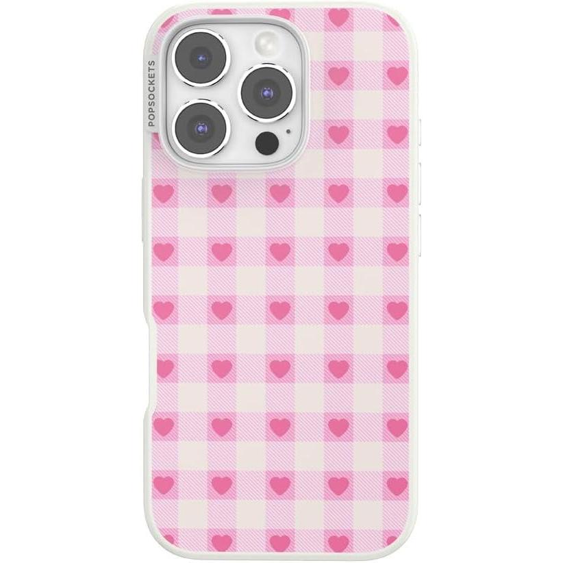 image:imagePopSockets iPhone 16 Pro Case Compatible with MagSafe Phone Case for iPhone 16 Pro Wireless Charging Compatible Case Only  Blush Gingham