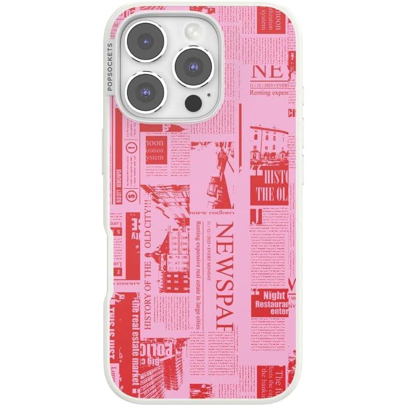 image:imagePopSockets iPhone 16 Pro Case Compatible with MagSafe Phone Case for iPhone 16 Pro Wireless Charging Compatible Case Only  Hot Off The Press Pink