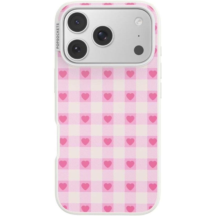image:imagePopSockets iPhone 17 Pro Case Compatible with MagSafe Phone Case for iPhone 17 Pro Wireless Charging Compatible Case Only Blush Gingham
