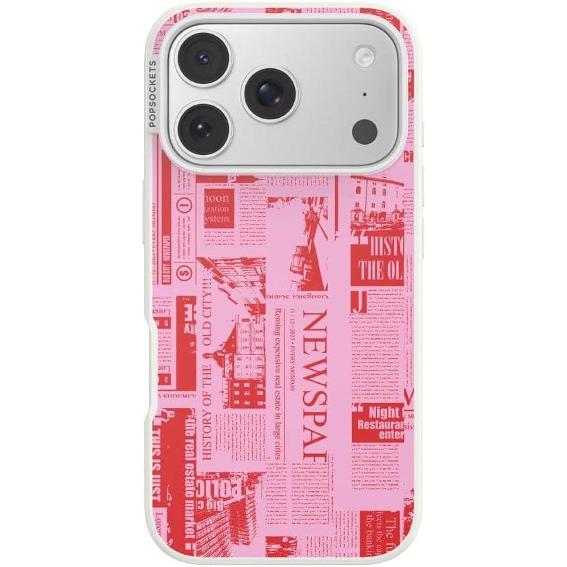 image:imagePopSockets iPhone 17 Pro Case Compatible with MagSafe Phone Case for iPhone 17 Pro Wireless Charging Compatible Case Only Hot Off The Press Pink