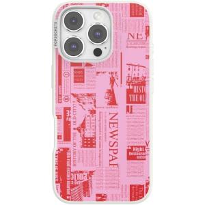 PopSockets iPhone 16 Pro Case Compatible with MagSafe, Phone Case for iPhone 16 Pro, Wireless Charging Compatible, Case Only – Hot Off The Press Pink