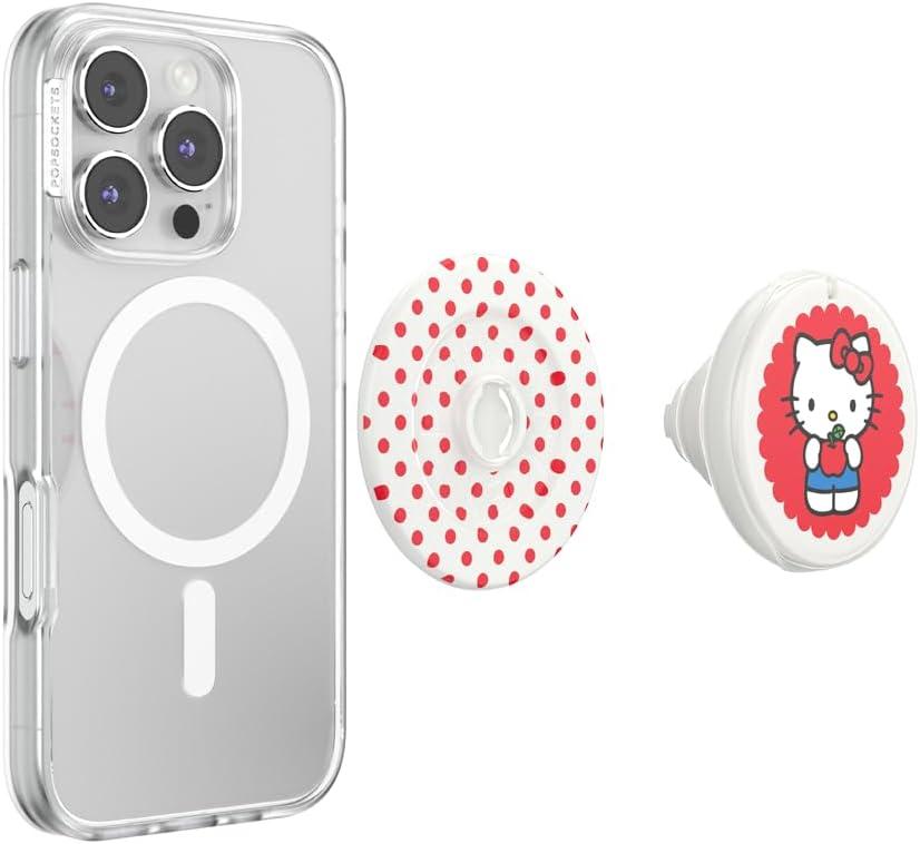 image:imagePopSockets Round Phone Grip Compatible with MagSafe Adapter Ring Included Phone Holder Wireless Charging Compatible Sanrio Looking Good Hello Kitty