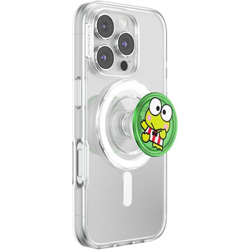 image:imagePopSockets Round Phone Grip Compatible with MagSafe Adapter Ring Included Phone Holder Wireless Charging Compatible Sanrio Dancing Keroppi