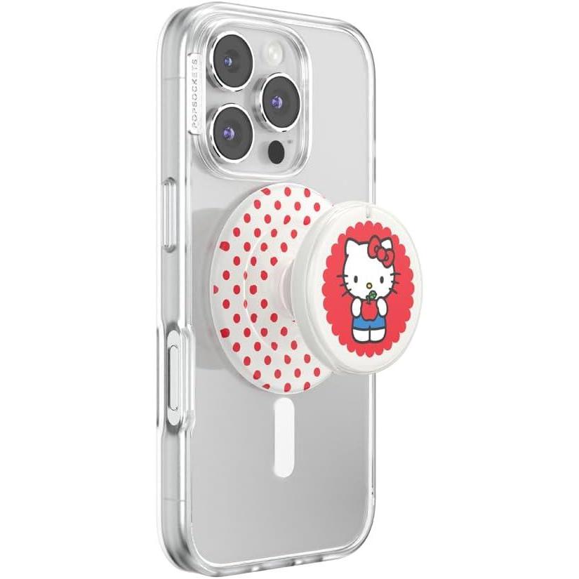 image:imagePopSockets Round Phone Grip Compatible with MagSafe Adapter Ring Included Phone Holder Wireless Charging Compatible Sanrio Looking Good Hello Kitty