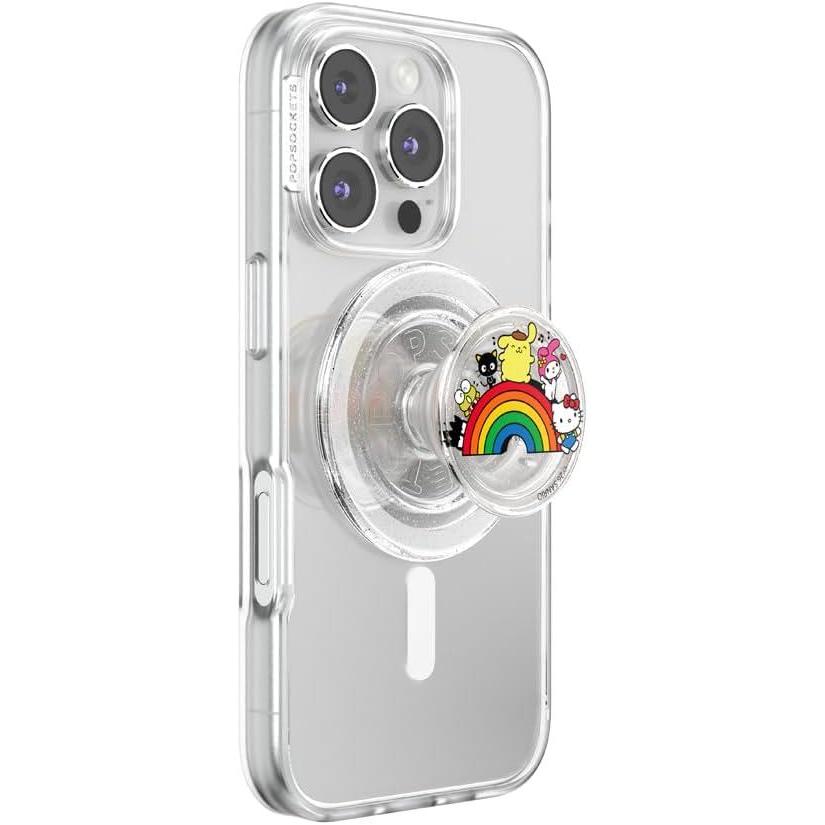 image:imagePopSockets Round Phone Grip Compatible with MagSafe Adapter Ring Included Phone Holder Wireless Charging Compatible Sanrio Over The Rainbow Hello Kitty