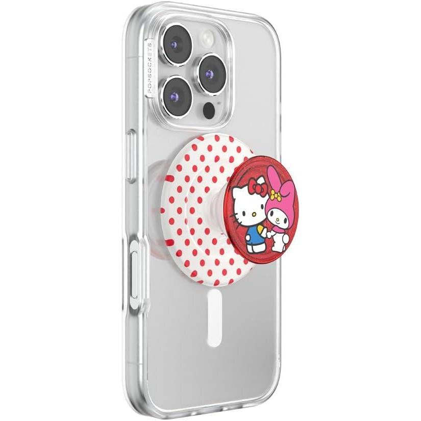 image:imagePopSockets Round Phone Grip Compatible with MagSafe Adapter Ring Included Phone Holder Wireless Charging Compatible Sanrio Say Cheese Hello Kitty