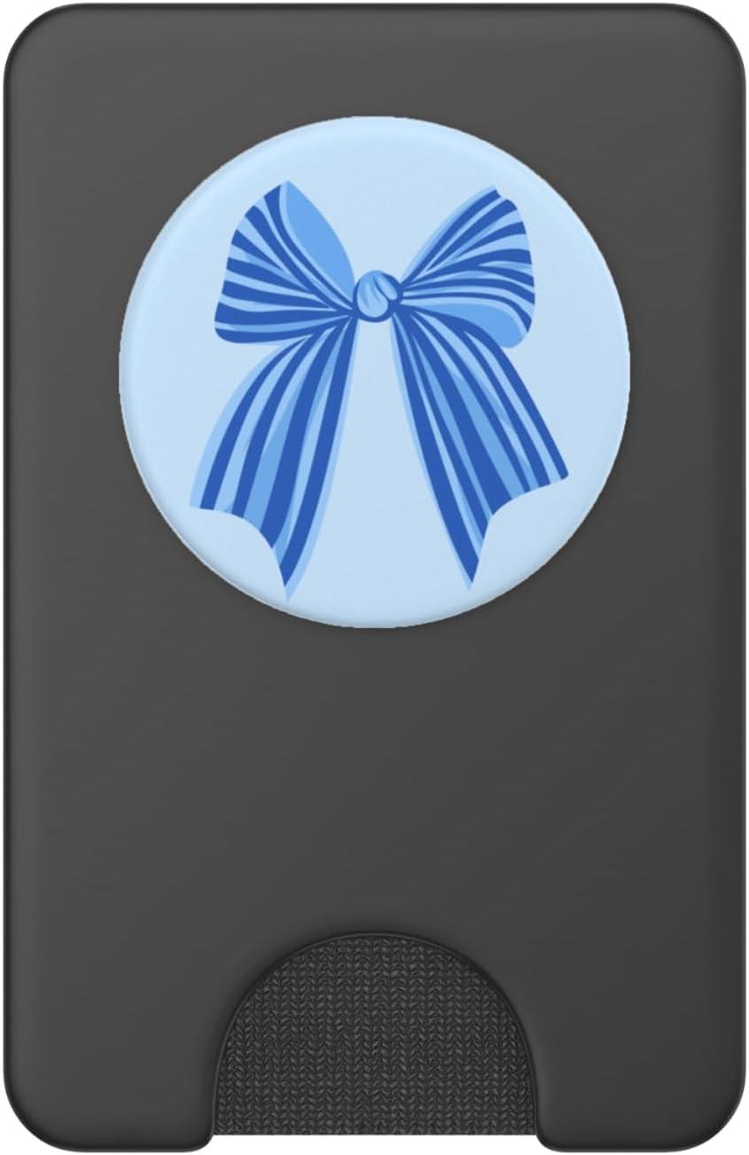 image:imagePopSockets Phone Grip Blue Striped Bow PopSockets PopGrip for MagSafeMagnetic PopWallet