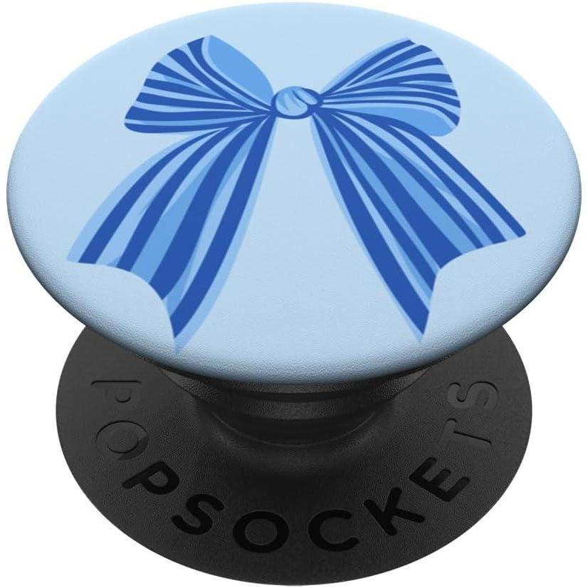 image:imagePopSockets Phone Grip Blue Striped Bow PopSockets PopGrip for MagSafeAdhesive PopGrip