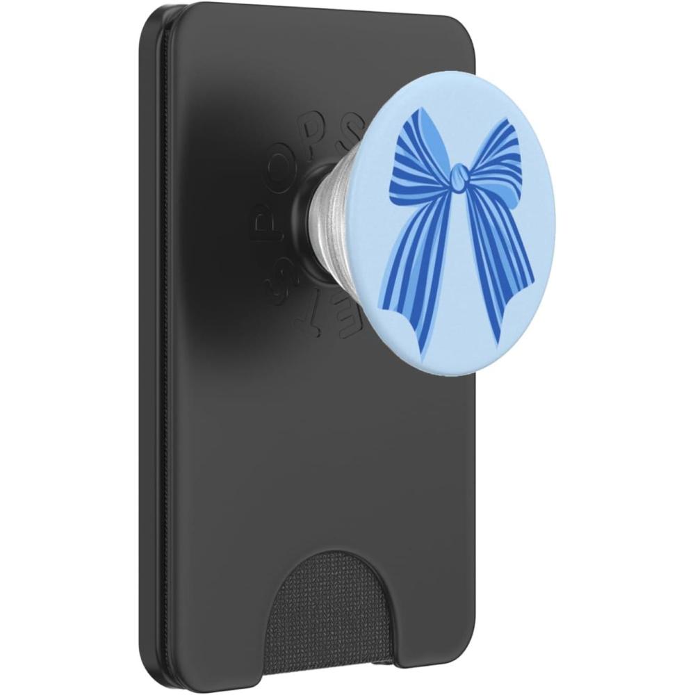 image:imagePopSockets Phone Grip  Blue Striped Bow PopSockets PopGrip for MagSafeMagnetic PopWallet