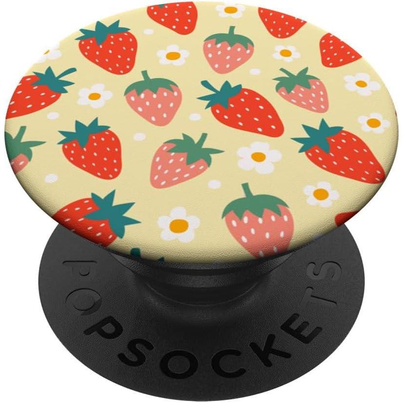 image:imagePopSockets Phone Grip  Floral Yellow Strawberry Patch PopSockets PopGrip for MagSafeAdhesive PopGrip