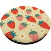 PopSockets Phone Grip – Floral Yellow Strawberry Patch PopSockets PopGrip for MagSafe(Adhesive PopGrip)