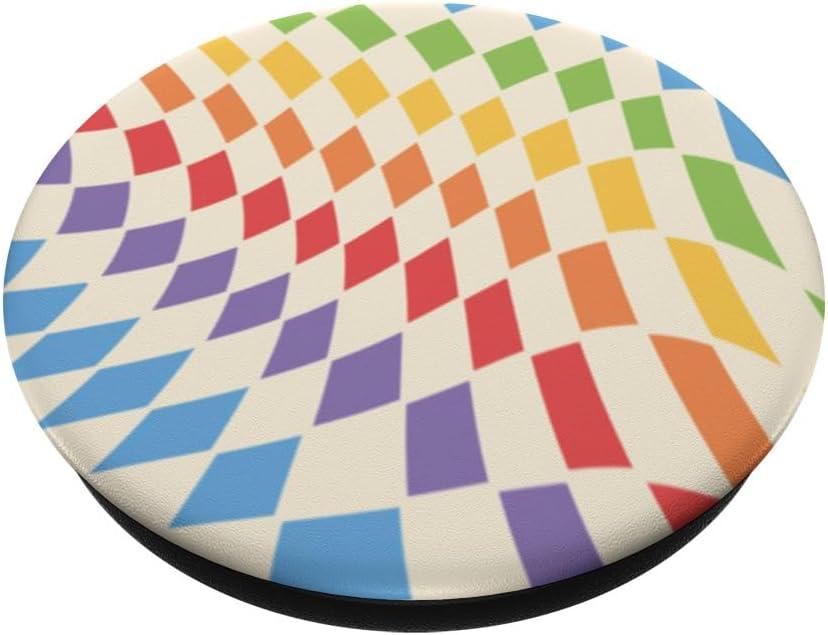 image:imagePopSockets Phone Grip Checker Wavy Rainbow PopSockets PopGrip for MagSafeAdhesive PopGrip