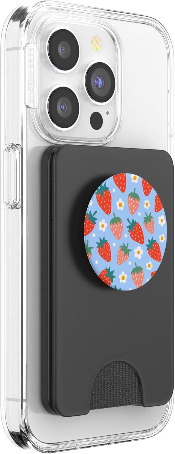 image:imagePopSockets Phone Grip Floral Blue Strawberry Patch PopSockets PopGrip for MagSafeMagnetic PopWallet