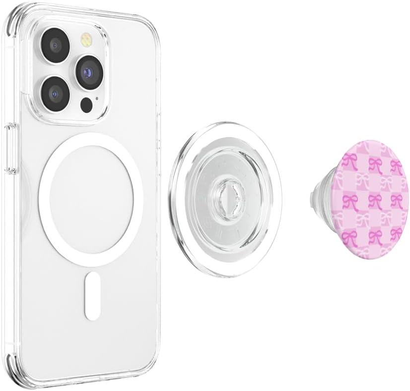 image:imagePopSockets Phone Grip Pink amp White Bow Checker PopSockets PopGrip for MagSafeMagnetic PopGrip