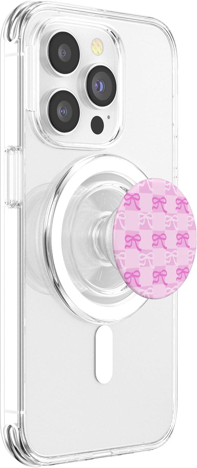 image:imagePopSockets Phone Grip Pink amp White Bow Checker PopSockets PopGrip for MagSafeMagnetic PopGrip