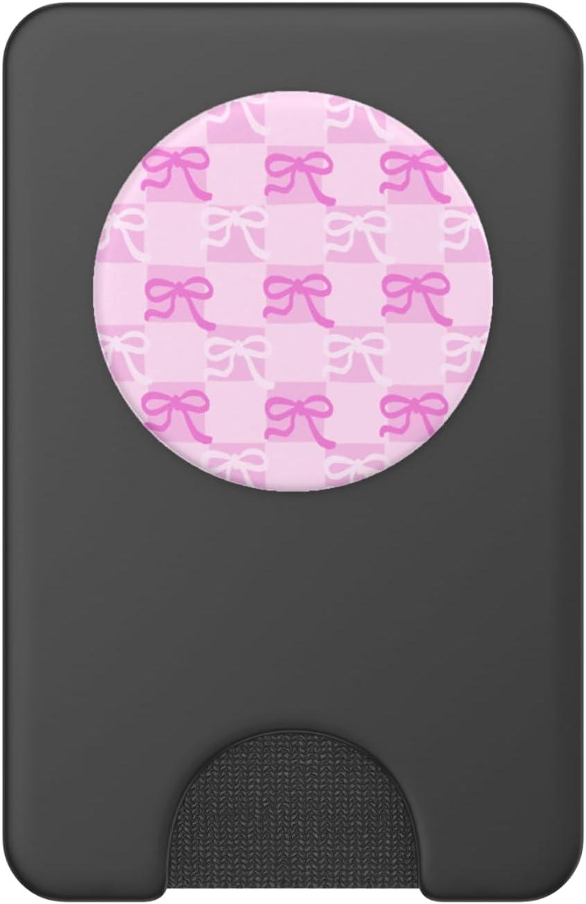 image:imagePopSockets Phone Grip Pink amp White Bow Checker PopSockets PopGrip for MagSafeMagnetic PopWallet