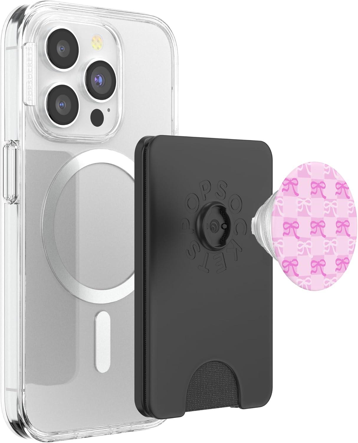image:imagePopSockets Phone Grip Pink amp White Bow Checker PopSockets PopGrip for MagSafeMagnetic PopWallet