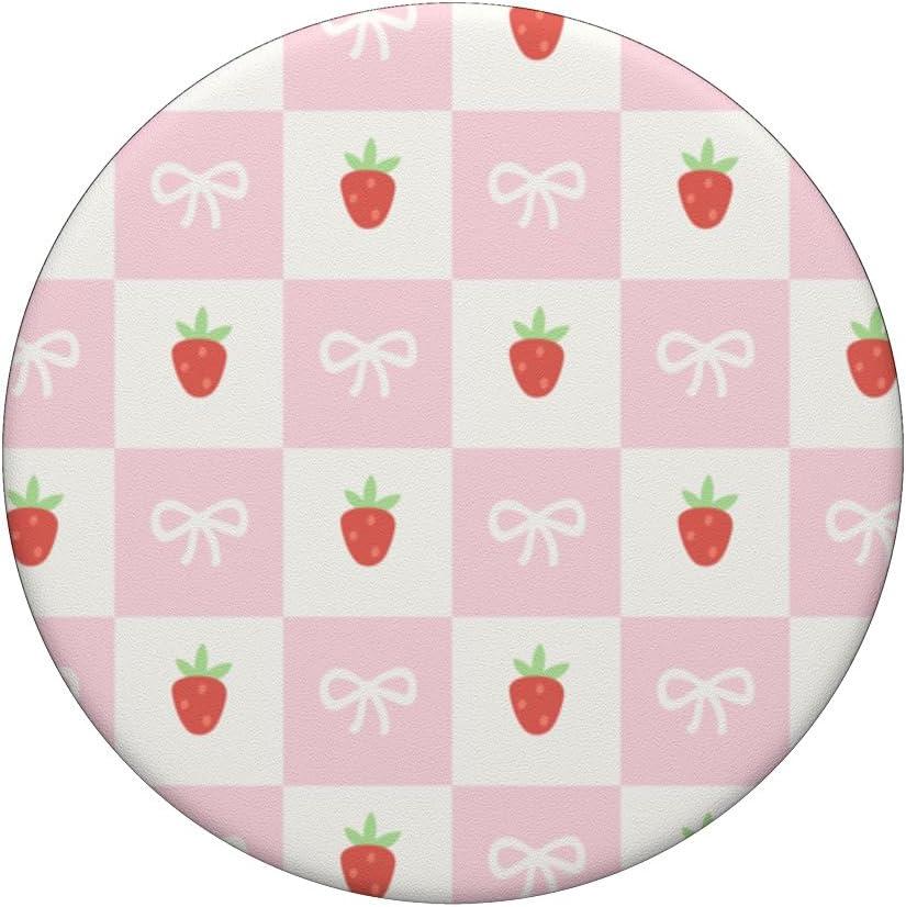 image:imagePopSockets Phone Grip Strawberry Checker PopSockets PopGrip for MagSafeAdhesive PopGrip