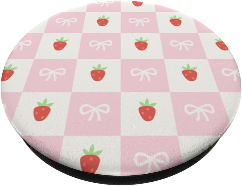 image:imagePopSockets Phone Grip Strawberry Checker PopSockets PopGrip for MagSafeAdhesive PopGrip