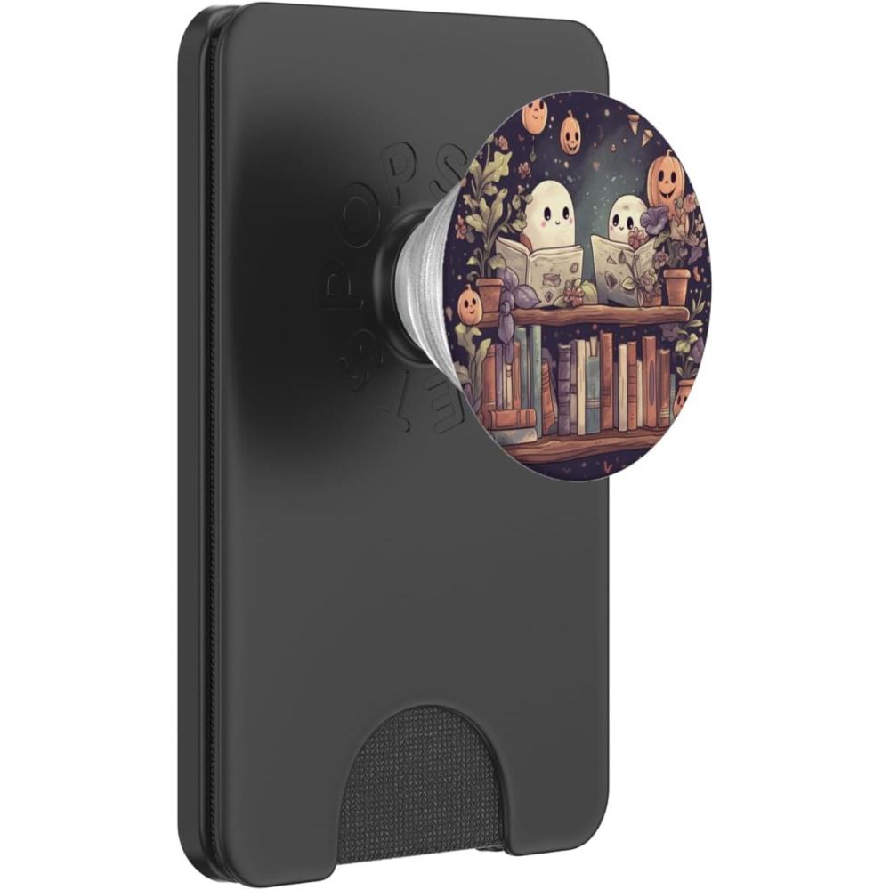 image:imageCute Ghosts Reading Books Halloween Librarian Book Lover PopSockets Adhesive PopGripMagnetic PopWallet