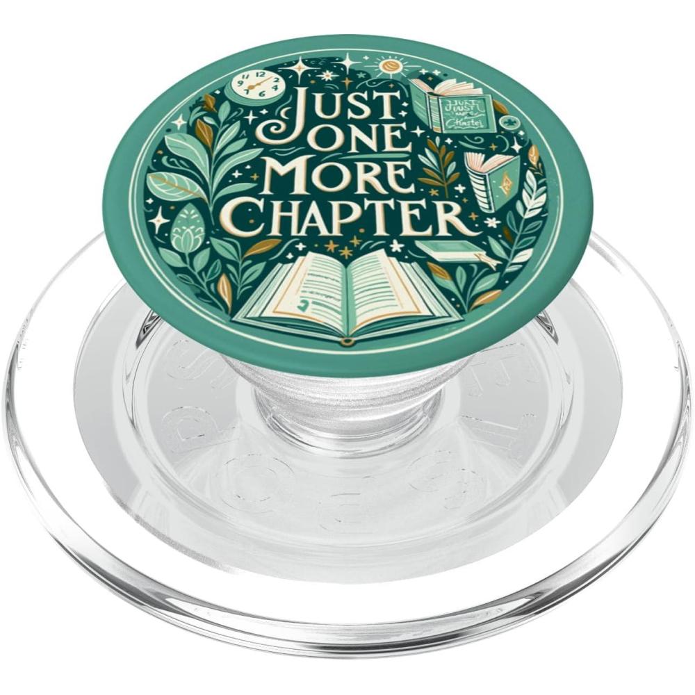 image:imageJust One More Chapter Bookish Reading Green Teal Book Lover PopSockets Adhesive PopGripMagnetic PopGrip