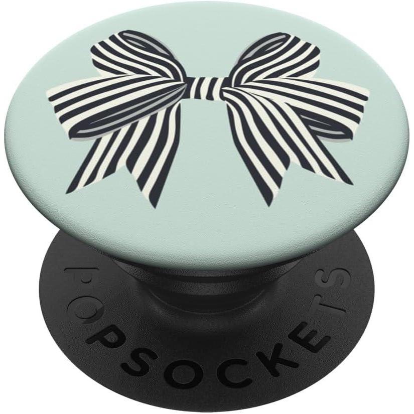 image:imagePopSockets Phone Grip Black Striped Bow PopSockets PopGrip for MagSafeAdhesive PopGrip
