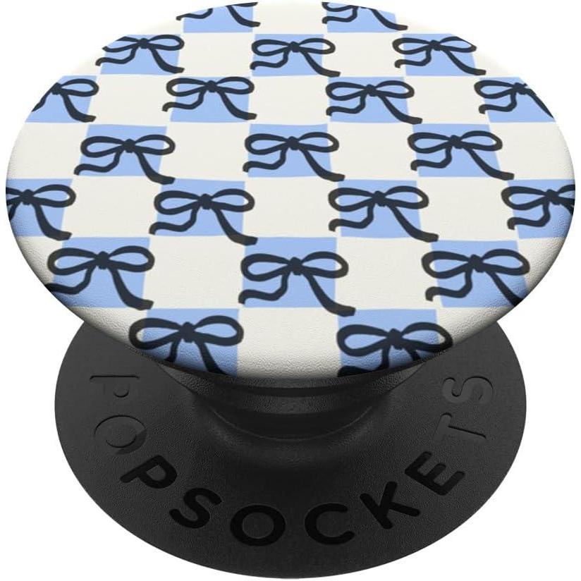 image:imagePopSockets Phone Grip Blue amp Black Bow Checker PopSockets PopGrip for MagSafeAdhesive PopGrip