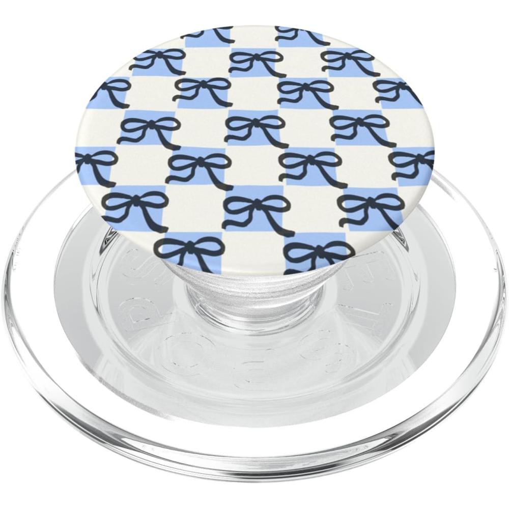 image:imagePopSockets Phone Grip Blue amp Black Bow Checker PopSockets PopGrip for MagSafeMagnetic PopGrip