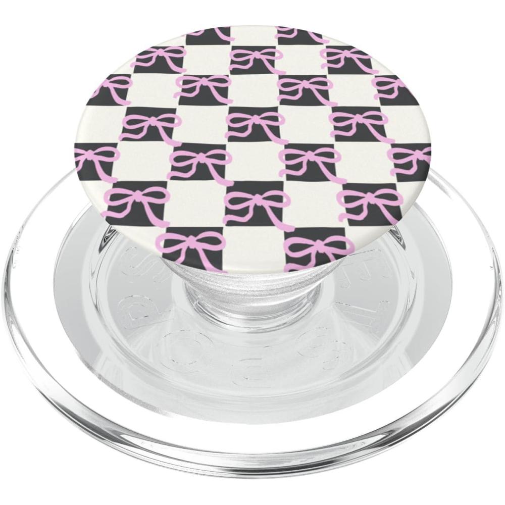 image:imagePopSockets Phone Grip Pink amp Black Bow Checker PopSockets PopGrip for MagSafeMagnetic PopGrip