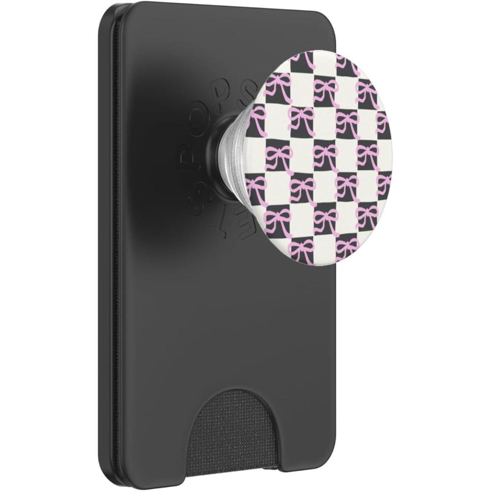 image:imagePopSockets Phone Grip Pink amp Black Bow Checker PopSockets PopGrip for MagSafeMagnetic PopWallet