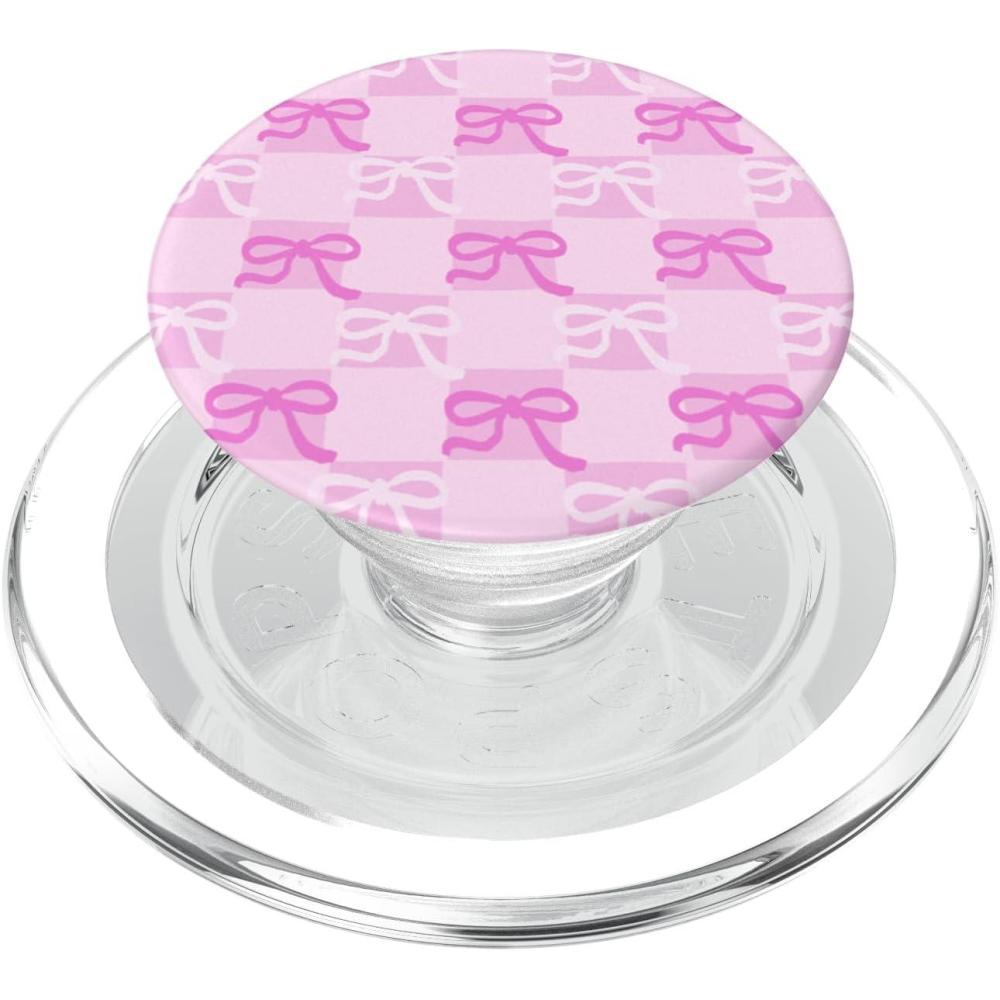 image:imagePopSockets Phone Grip Pink amp White Bow Checker PopSockets PopGrip for MagSafeMagnetic PopGrip