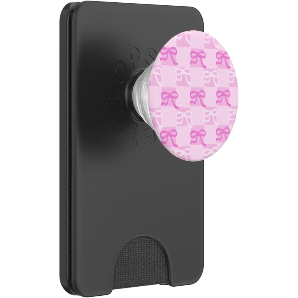 image:imagePopSockets Phone Grip  Pink amp White Bow Checker PopSockets PopGrip for MagSafeMagnetic PopWallet
