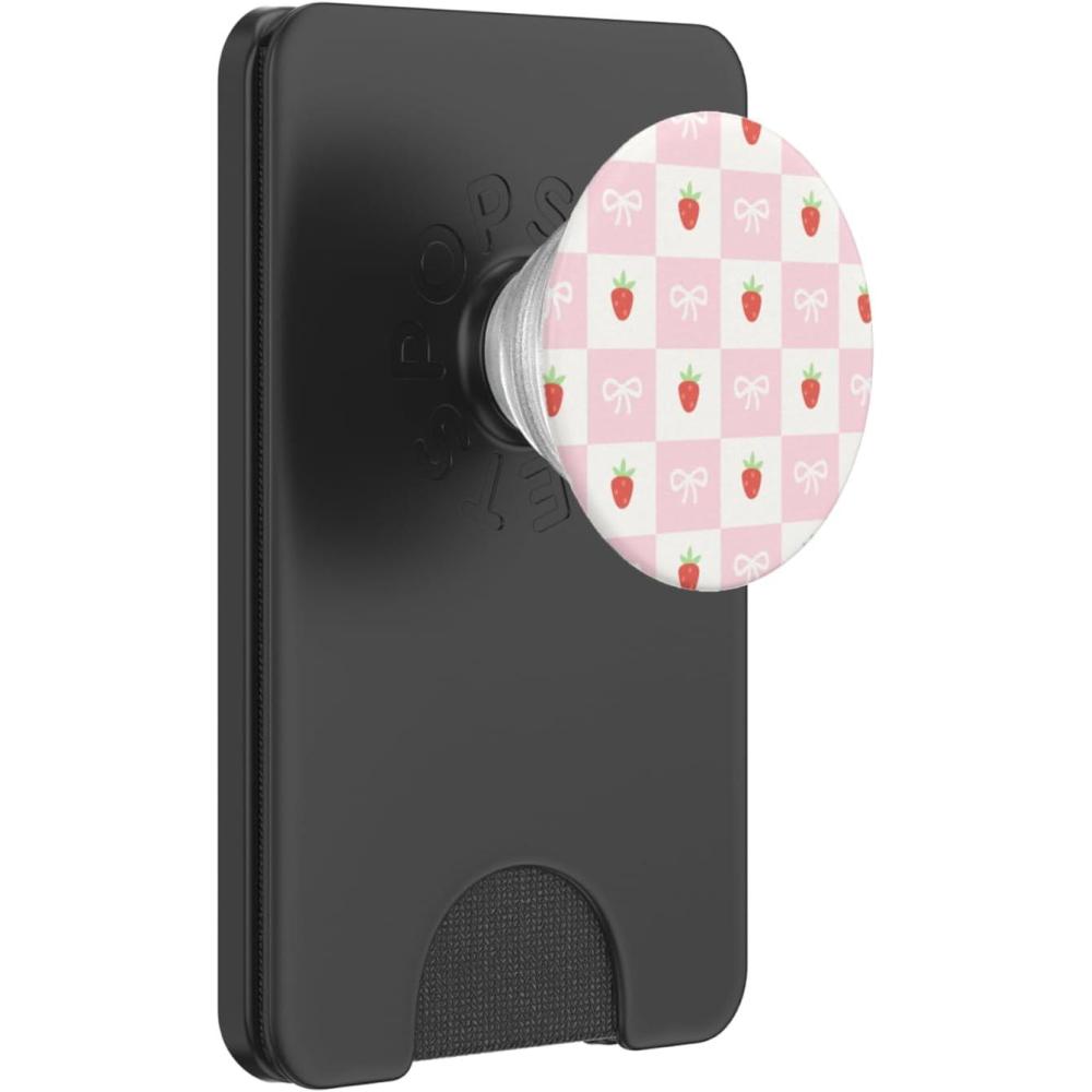 image:imagePopSockets Phone Grip Strawberry Checker PopSockets PopGrip for MagSafeMagnetic PopWallet