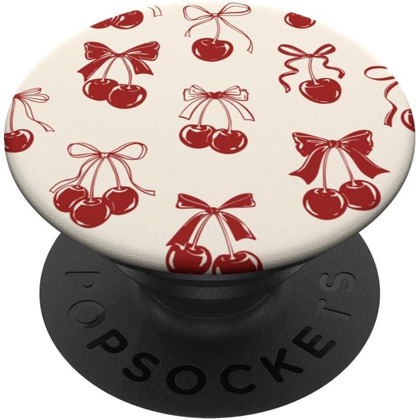image:imagePopSockets Phone Grip Vintage Cherry Bows PopSockets PopGrip for MagSafeAdhesive PopGrip