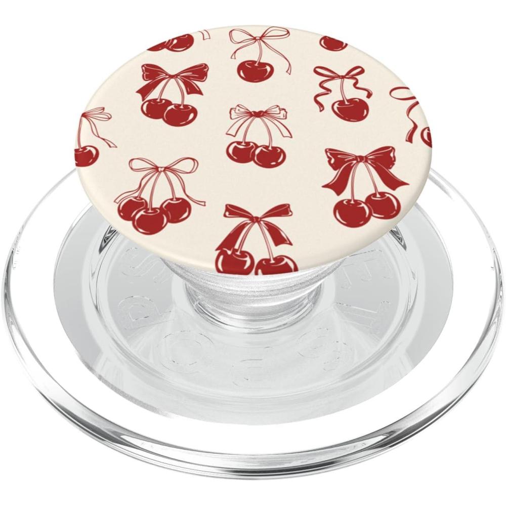 image:imagePopSockets Phone Grip  Vintage Cherry Bows PopSockets PopGrip for MagSafeMagnetic PopGrip