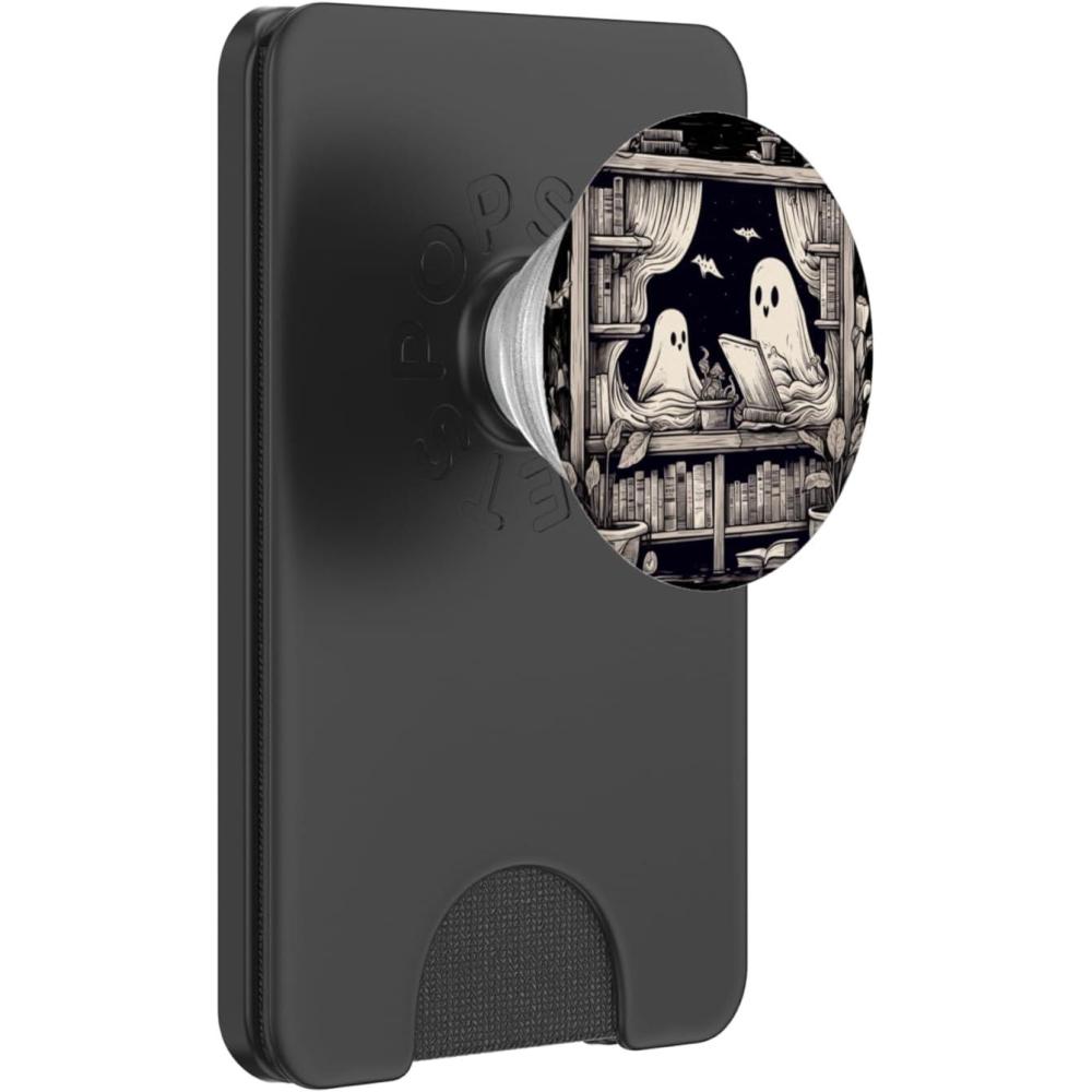 image:imageSpooky Ghosts Reading Books Library Bookworm Retro Bookish PopSockets Adhesive PopGripMagnetic PopWallet