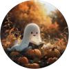 Cute Ghost Reading a Book with Pumpkin at Fall PopSockets Adhesive PopGrip(Adhesive PopGrip)
