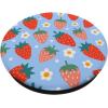 PopSockets Phone Grip – Floral Blue Strawberry Patch PopSockets PopGrip for MagSafe(Adhesive PopGrip)